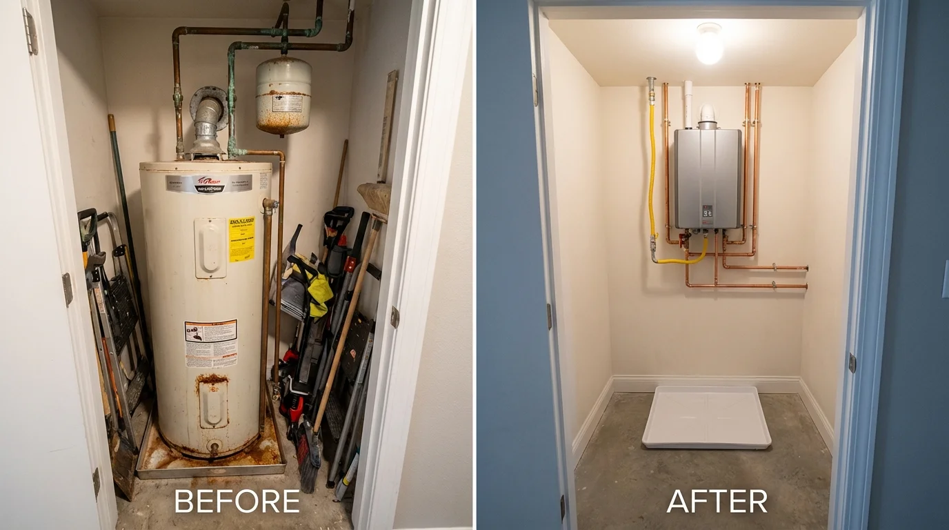 Tank water heater versus wall-mounted tankless unit comparison for Lexington, MI homeowners